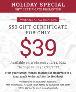 Holiday Special Gift Certificate