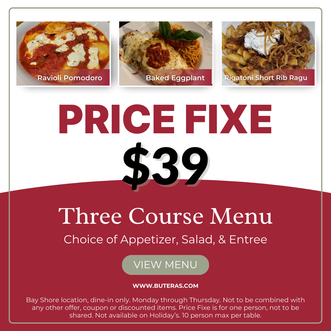 price fixe menu - bayshore location only